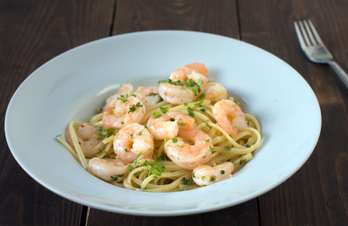 Cannabis infused linguine pasta With shrimps