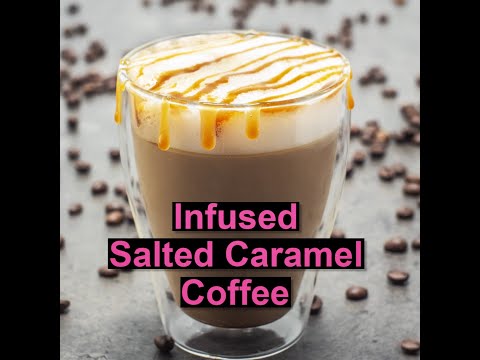 Cannabis infused coffee with salted caramel sauce on top