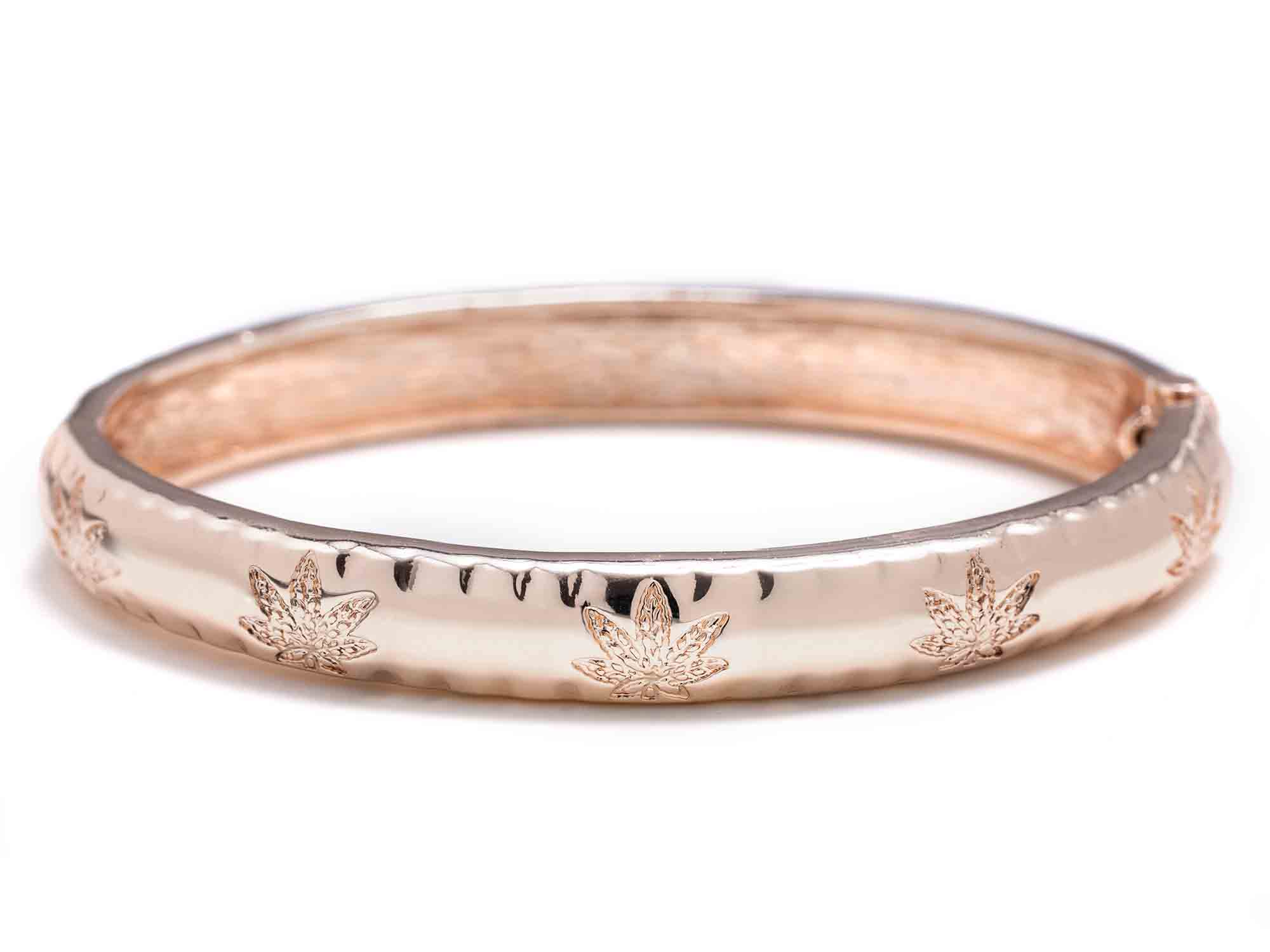 Rose Gold Marijuana Leaf Arm Bracelet Cannabis Jewelry