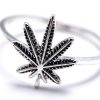Silver ring with cannabis leaf