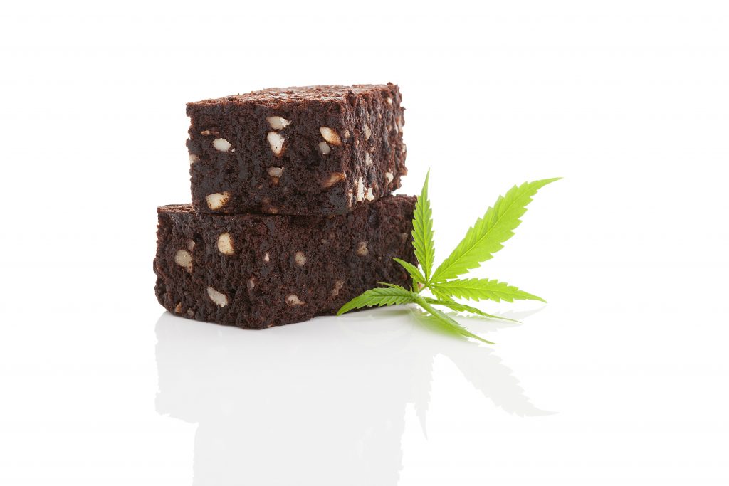 cannabis brownies with pot leaf